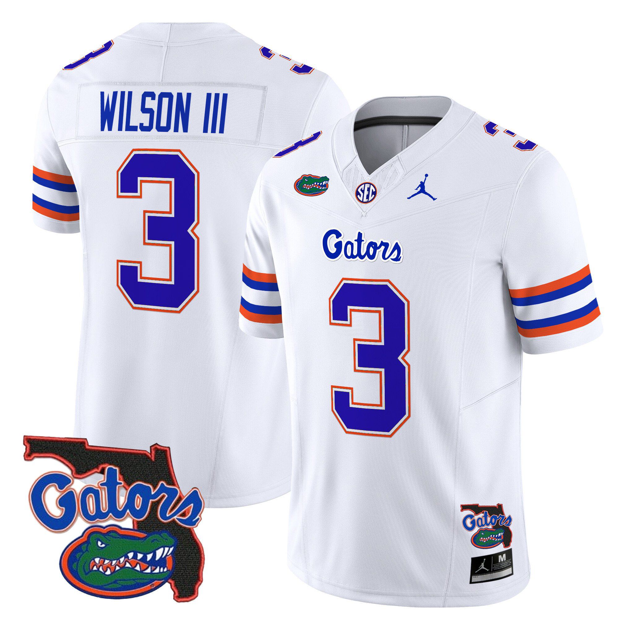 Men Florida Gators 3 Wilson iii White 2024 Florida Patch Vapor Limited NCAA Jersey
